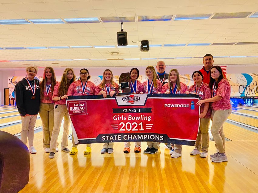 The Neshoba Central girls bowling team captured the Class 2A state championship last week for the sixth out of the past seven years. Members of the team pictured are, front row from left: Coach Tricia Joyner, Maggie Bradley, Madison Breazeale, Ainzley Moore, Jaiden Sawyers, Allie Williams, Ashton Luke, Sarah Lewis, Kathryn Dreifuss. Emely Randolph, second row from left, Coach Joey Blount and athletic director Tommy Holland.